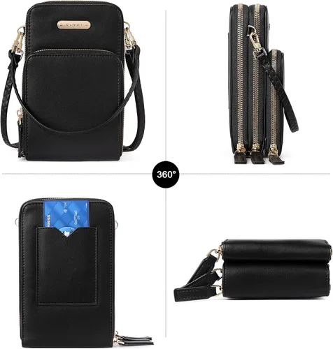 Vista 5 de CLUCI - Bolsa pequeña cruzada para mujer de piel para el hombro para celular cartera de moda diseñada para viajar