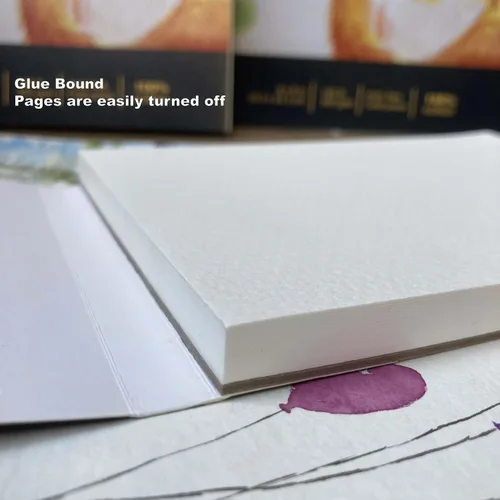 Vista 5 de tumuarta Bloc de papel de acuarela 100% algodón, 5 x 7 pulgadas, 140 libras, 300 GSM, 20 hojas, blanco natural, sin ácidos, prensa en frío, libros