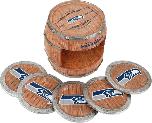 Vista 106 de FOCO NFL Team Logo 5-Pack Barrel Beverage Drink Coaster Set