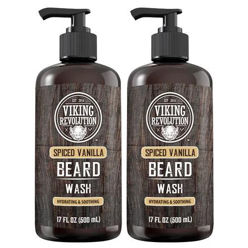 Vista 10 de Viking Revolution Acondicionador de barba de vainilla especiada para hombres con aceite de argán y aceite de jojoba, suavizante y fortalecedor