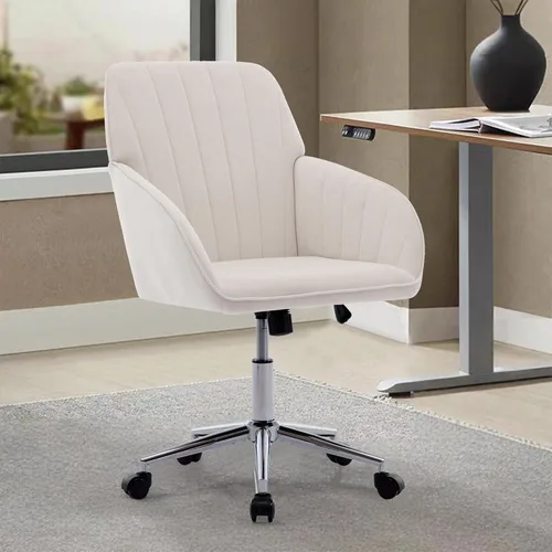 Vista 21 de Silla de escritorio de terciopelo para oficina en casa, moderna silla ajustable para computadora, silla giratoria, bonitas sillas de tocador