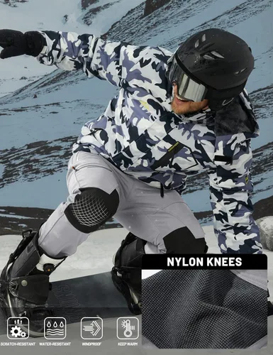 Vista 6 de TACVASEN Pantalones de esquí de nieve para hombre, pantalones de snowboard resistentes al agua, pantalones de senderismo con forro polar