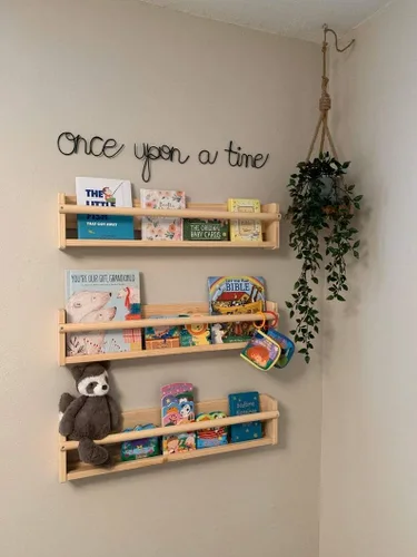 Vista 4 de Letrero 'Érase una vez', decoración de pared para guardería, decoración de sala de juegos, arte de palabras para pared, placas para niños