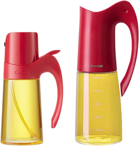 Vista 7 de Dispensador de aceite de vidrio y rociador de aceite para cocina de cocina, juego de rociador dispensador de aceite de oliva, botella de spray