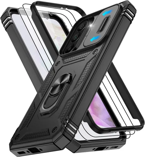 Vista 164 de Gritup Funda para Google Pixel 6 con cubierta deslizante para cámara y protector de pantalla (2 unidades), soporte de anillo giratorio 360°, funda