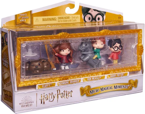 Vista 10 de Wizarding World Harry Potter, Set de Regalo de Escena de Micro Momentos Mágicos con Figuras de Acción Exclusivas de Harry, Hermione, Ron, Fluffy