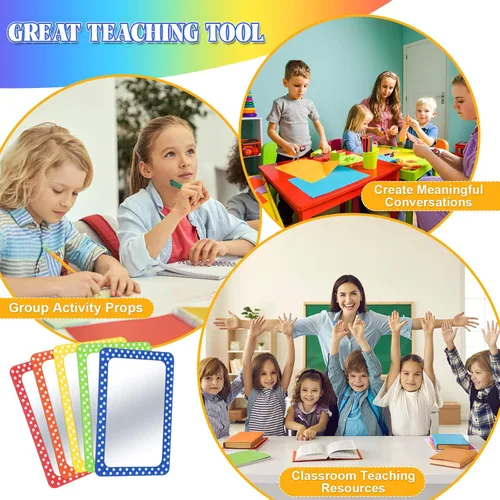 Vista 5 de Dandat - 10 espejos pequeños para niños de 6 x 4 pulgadas, colores clásicos
