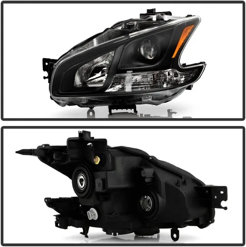 Vista 2 de ACANII - Para 2009-2014 Nissan Maxima Halogen Modelo Negro Proyector Faros Faros Faros Par Par de Reemplazo Izquierdo+Derecho