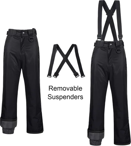 Vista 2 de CREATMO US Pantalones de nieve para mujer, baberos de esquí, impermeables, aislados, invierno y snowboard
