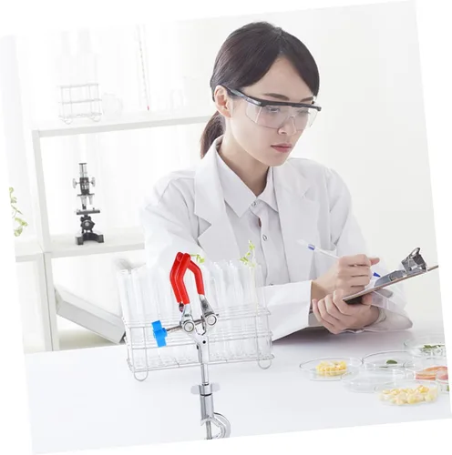 Vista 7 de Gatuida Abrazadera de dedo de 3 puntas con clip de laboratorio, abrazadera de mandíbula de mango largo, soporte de condensador para tubo de frasco