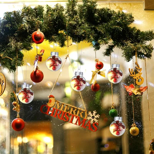 Vista 5 de Soaoo Juego de 100 bolas de adorno de Navidad de 1.96 pulgadas, bolas rellenables de plástico transparente, para árbol de Navidad, decoración