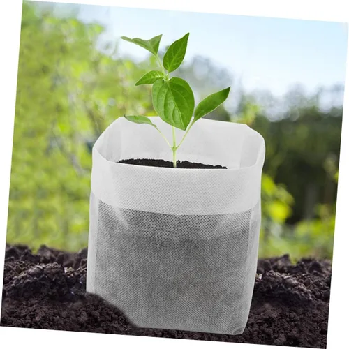 Vista 9 de 100pcs Biodegradable Non-Woven Planting Bags Nursery Growing Pouches 20x20cm for Vegetables Flowers Seedlings Garden Cultivation
