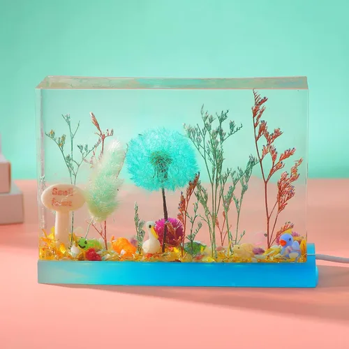 Vista 4 de 4 moldes cuadrados de silicona de resina de luz para la preservación de flores con luz USB para bricolaje resina epoxi fundición artesanal, adornos