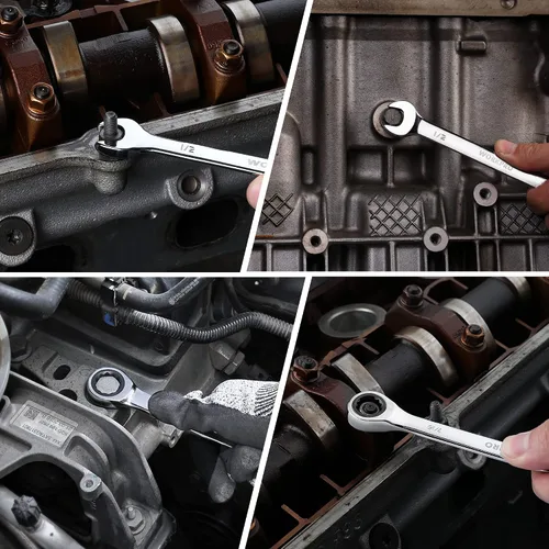 Vista 7 de WORKPRO Juego de llaves combinadas de trinquete de 7 piezas, 72 dientes, construcción Cr-V, juego combinado de llaves de trinquete con bolsa