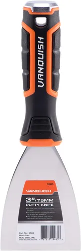 Vista 10 de VANQUISH Cuchillo de masilla de acero inoxidable de 1 pulgada con mango de agarre suave y extremo de martillo de metal (3560)