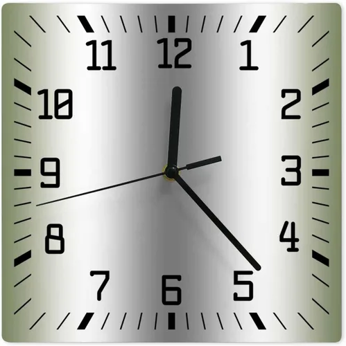 Vista 19 de Reloj de pared de madera blanco y negro degradado, silencioso, sin tictac, simple, abstracto, a rayas, estilo granja, cuadrado, funciona