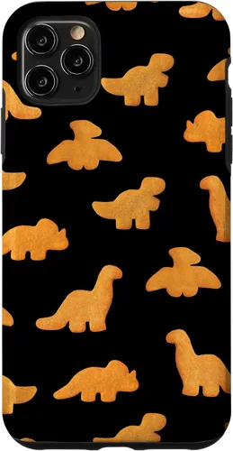 Vista 13 de iPhone 16 Dinos - Patrón de pepitas de pollo Divertida funda negra de dinosaurio realista