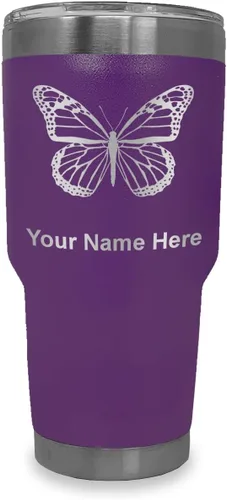 Vista 23 de LaserGram Vaso aislado al vacío de 20 onzas, mariposa monarca, grabado personalizado incluido (negro)