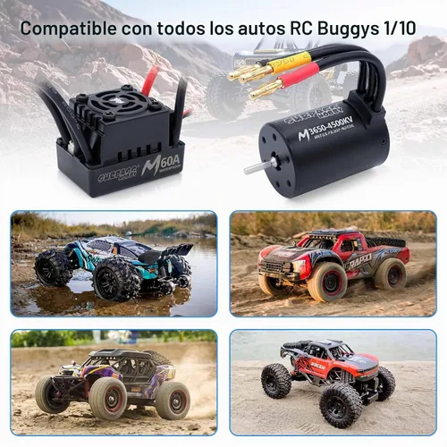 Vista 8 de Surpass Hobby RC Motor sin escobillas ESC Combo Impermeable M3650 4500KV Motor sin escobillas y set combinado 60A ESC para camionetas de control
