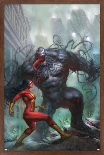Vista 16 de Trends International Marvel Comics-Spider-Woman-Venom #161 - Póster de pared, 14.725 x 22.375 pulgadas, versión enmarcada de madera de granero