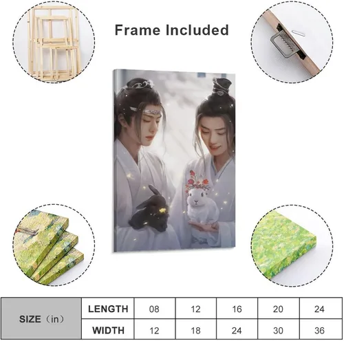 Vista 2 de The Untamed Xiao Zhan Wang Yibo Póster (2) Lienzo decorativo para pared, decoración de habitación, decoración de dormitorio, regalos de 12 x 18