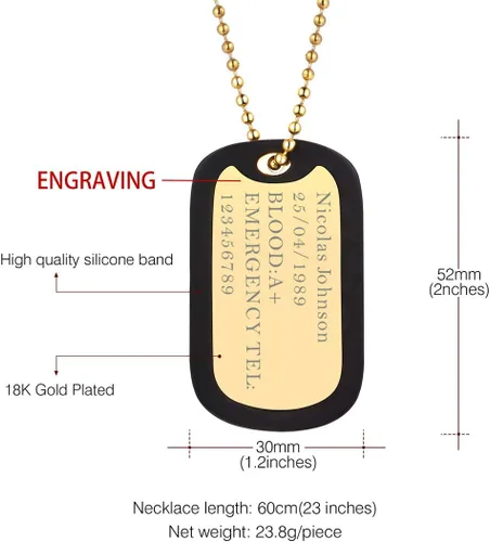 Vista 4 de U7 Collar con foto personalizada para hombres y mujeres, joyería de regalo personalizada de acero inoxidablechapado en oro, colgante de placa
