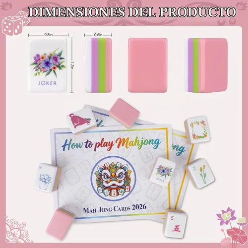 Vista 2 de Juego de azulejos de Mahjong americano de 4 capas para amantes de Púrpura pálido-2
