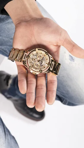 Vista 8 de GUESS US - Reloj de corte con diamantes de imitación plateados para hombre, plateado
