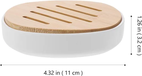 Vista 7 de Alipis Tapa de bambú autodrenante del tenedor del jabón del baño del tenedor de la tapa robusta