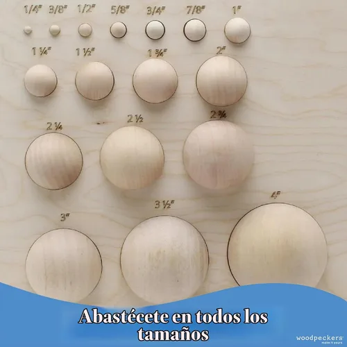 Vista 6 de Bolas de madera pequeñas de 1-3/4 pulgadas, paquete de 10 bolas de madera para manualidades y proyectos de bricolaje, bolas de madera de abedul