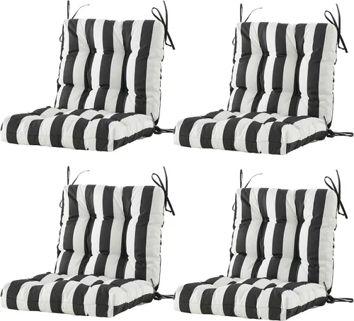 Vista 29 de BLISSWALK Cojines para sillas de exterior, 40 x 20 x 4 pulgadas, cojín de mimbre grueso con respaldo bajo y lazos para muebles de patio, floral