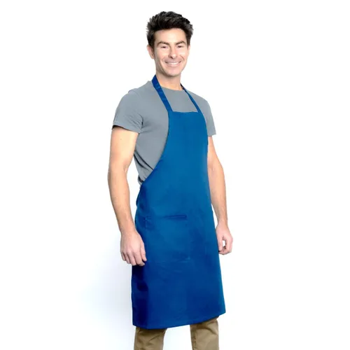 Vista 3 de Delantal profesional de longitud completa aprobado por el chef con dos bolsillos frontales, correa ajustable y resistente al agua para el personal