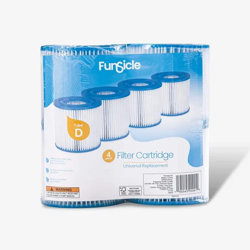 Vista 2 de Funsicle Paquete de 4 cartuchos de filtro tipo D, cartuchos de filtro de piscina de repuesto, para adultos