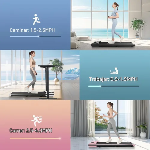 Vista 7 de Under Desk Treadmill, Walking Pad Treadmill for Home Office, 3.0 HP Portable Walking Treadmill 300 lb Capacity, Compact Walking Jogging Running
