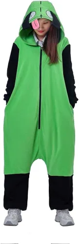 Vista 3 de Invader Cosplay Zim - Sudadera con capucha y cremallera para hombre, disfraz de Halloween