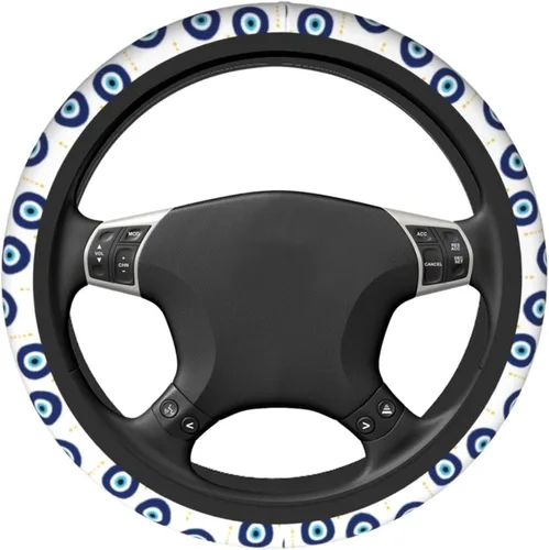 Vista 4 de Funda para volante MINIOZE de ojos malvados azules con luna mágica, accesorios para automóvil, linda para mujeres y niñas, universal de 15 pulgadas
