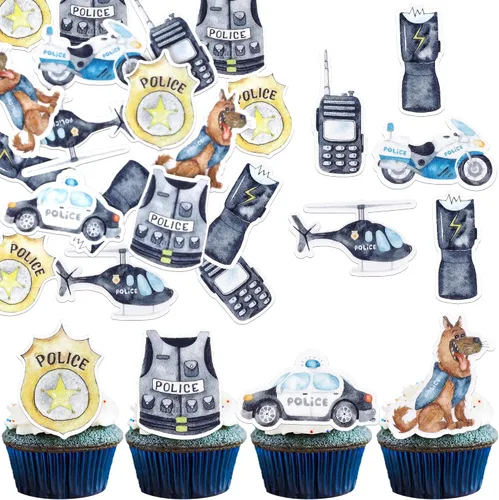 Vista 12 de 24 paquetes de adornos para cupcakes con temática militar, púas para cupcakes con temática de campo de entrenamiento, adornos para cupcakes