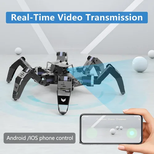 Vista 11 de Kit de robot Hexapod para ESP32, robot araña STEM para caminar, soporta programación Arduino C, App RC, transmisión de video, kit de marco