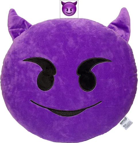 Vista 35 de Emoji Cara de Alienígena Cojín de Emoticón Relleno de Felpa Suave Almohada, Certificado Oficial, EvZ 31cm Gris