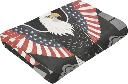 Vista 6 de 250 Anniversary USA Flag Flannel Fleece Throw Blankets, Patriotic Eagle Super Warm Soft Sofa Blanket All Season (40"x30")