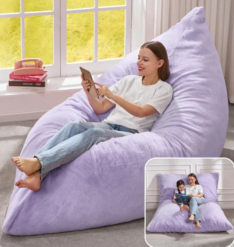 Vista 31 de Hobestluk Adult Bean Bag Chair 3 in 1 Convertible Large Bean Bag Sofa Ash Grey