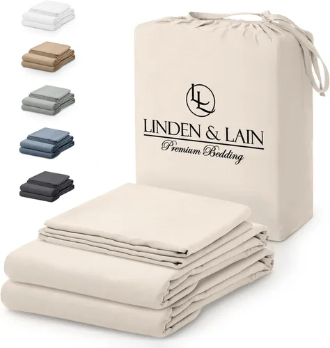 Vista 11 de Linden & Lain Juego de sábanas de lujo tamaño Queen Sábanas de cama orgánicas ultra suaves Viscosa derivada de bambú Microfibra Bolsillo