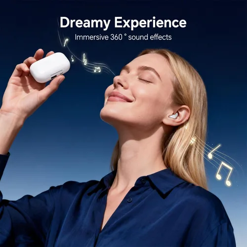 Vista 4 de Xmenha Auriculares Inalámbricos Planos Invisibles para Dormir IPX5 Impermeables Auriculares Delgados Invisibles para Dormir para Personas que
