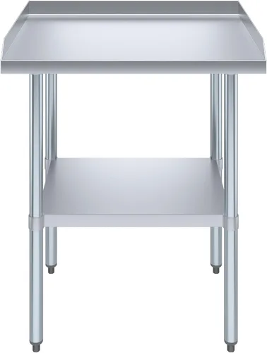 Vista 2 de AmGood - Mesa de trabajo comercial con protector contra salpicaduras y laterales protectores Altura: 35 pulgadas Mesa de preparación de acero