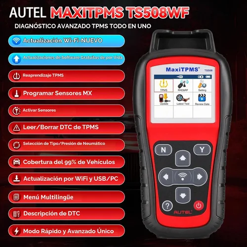 Vista 2 de Autel MaxiTPMS TS508WF Herramienta de programación TPMS Actualización de TS501 Pro TS408S Activar/Relearn Autel TPMS Sensores, lectura/borrar código