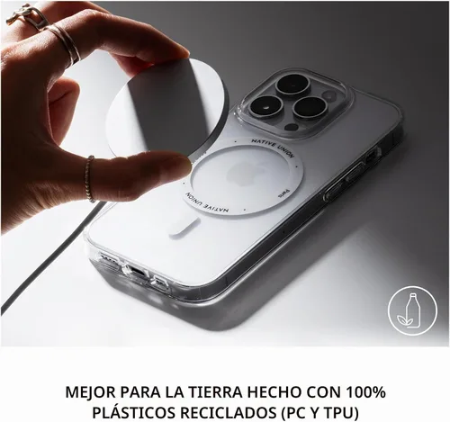 Vista 2 de Native Union Funda transparente transparente antiamarilleo, compatible con MagSafe con imanes integrados, materiales reciclados, ultraduradera