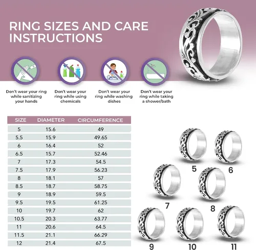 Vista 5 de Shop LC - Anillo giratorio de plata de ley 925, diseño de lunas y estrellas, anillo antiansiedad para mujeres y hombres, chapado en platino, regalo