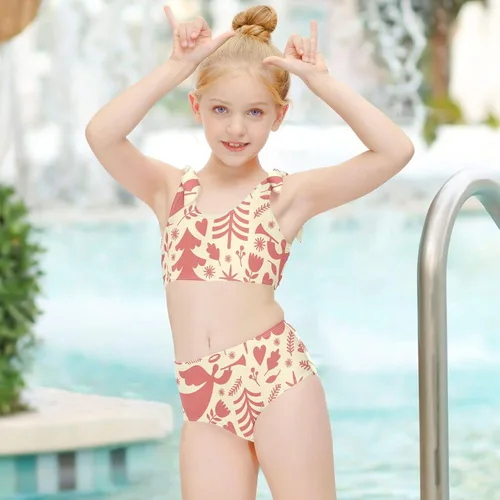 Vista 7 de KLL Ilustraciones de Navidad Ángeles Cuerno Árboles Niñas Traje de baño Bikini Sets Lindo Beach Bikini Sets