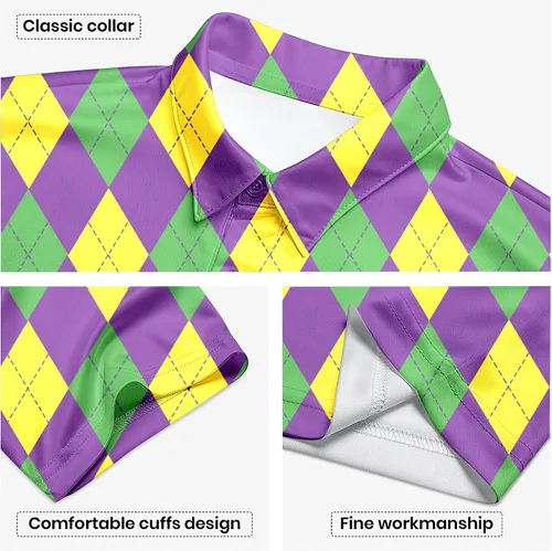 Vista 14 de Camisa de golf de los años 80 para hombre, ajuste seco, manga corta, estampada, divertidas, camisas de golf de los años 90 para hombre