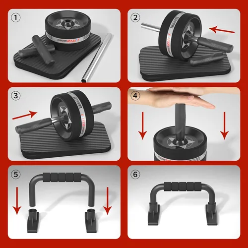 Vista 7 de Ab Roller Wheel for Abs Workout with 2 Knee Pads for Home Gym